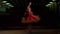 Young girl dancing Russian folk dances, slowmo.