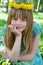 Young girl with dandelion