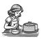 Young Girl Decorating Homemade Cake vector