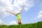 Young girl doing cartwheel