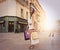 Young girl doing shopping