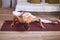 Young girl doing yoga exercises