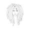 Young girl with dreadlocks. Picture for coloring.