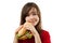 Young girl eating healthy sandwich