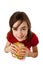 Young girl eating healthy sandwich