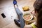 Young girl eating a oatmeal with berries after a workout . Fitness and healthy lifestyle concept.