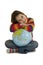 Young girl embracing the world globe