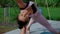 Young girl engaged in yoga in nature