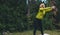 Young girl exercising outdoors, fit woman doing stretching exercises  training outside in green park. Sport woman play yoga