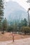 Young girl exploring and hiking at the Yosemite National Park