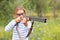 A young girl with a gun for trap shooting