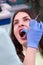 Young girl having dental check up