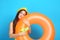 Young girl with inflatable ring