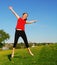 Young girl jumping