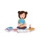 Young girl kids studying reading book learning globe happy