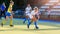 Young girl lead the ball in attack during field hockey game
