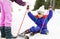 Young girl learning to ski