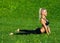 Young girl meditate in yoga position