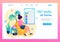 Young girl parses letters in the mail, remote work. Flat 2D. Vector illustration landing page