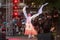 Young girl performs Chinese sleeve dance on stage