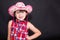 Young Girl in a Pink Cowboy / Cowgirl Hat Black Ba
