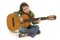 Young girl playing acoustic guitar