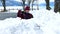 Young girl playing in snow