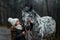 Young girl portrait with Appaloosa horse and Dalmatian dogs