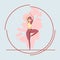 young girl practices yoga and fitness.  illustration in a flat style