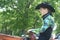 Young girl in quarter horse show, Texas