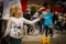 Young girl reaching out to touch a soap bubble