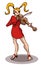 Young Girl in a Red Dress playing a Violin.