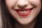 Young girl with red lips and piercing in nose
