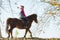 Young girl riding horses