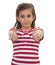 Young girl showing thumbs up