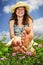 Young girl sitting on meadow