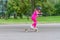 Young girl skateboarding