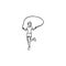 Young girl skipping hand drawn outline doodle icon.