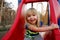 Young girl on slide