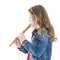 Young girl with soprano recorder