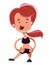 Young girl streaching doing sports illustration cartoon character