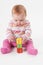 Young Girl In Studio Playing With Number Blocks