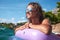 Young girl sunbathing on Adriatic waters