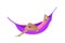 Young girl sunbathing in purple hammock icon