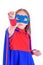 Young girl in superhero costume