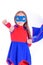 Young girl in superhero costume