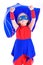 Young girl in superhero costume