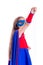 Young girl in superhero costume