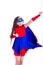 Young girl in superhero costume