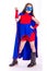 Young girl in superhero costume